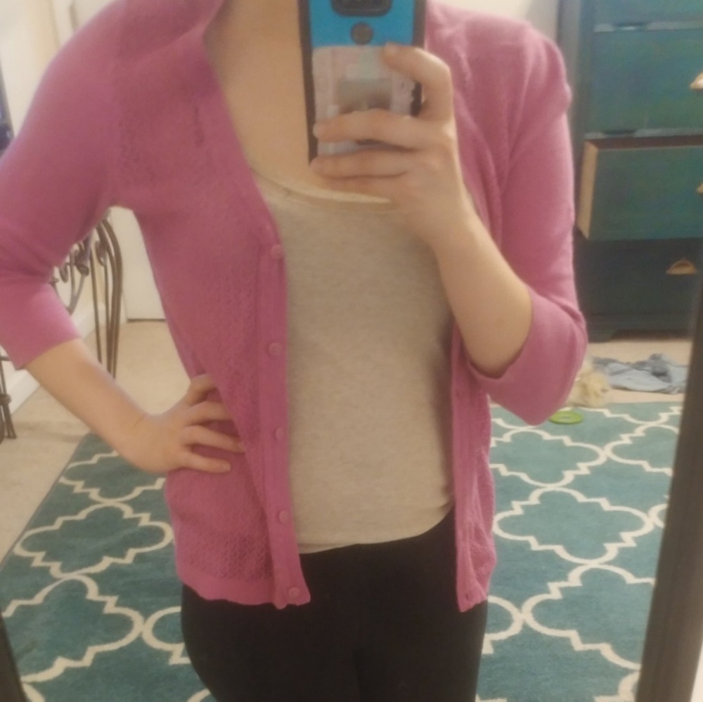 Pink Lace Front Cardigan